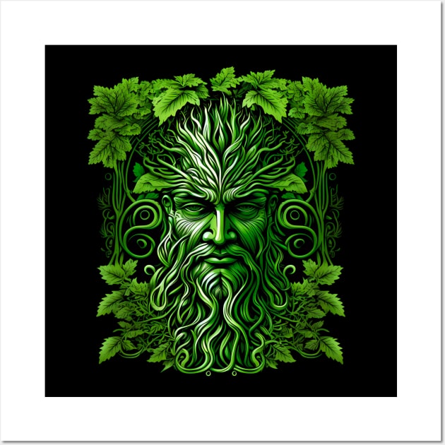 Jack Of The Wood Traditional Pagan Celtic Greenman Wall Art by ShirtFace